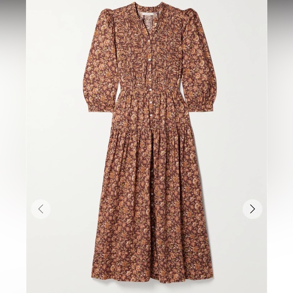Doen Dresses & Skirts - Doen Floral Brown Midi Dress